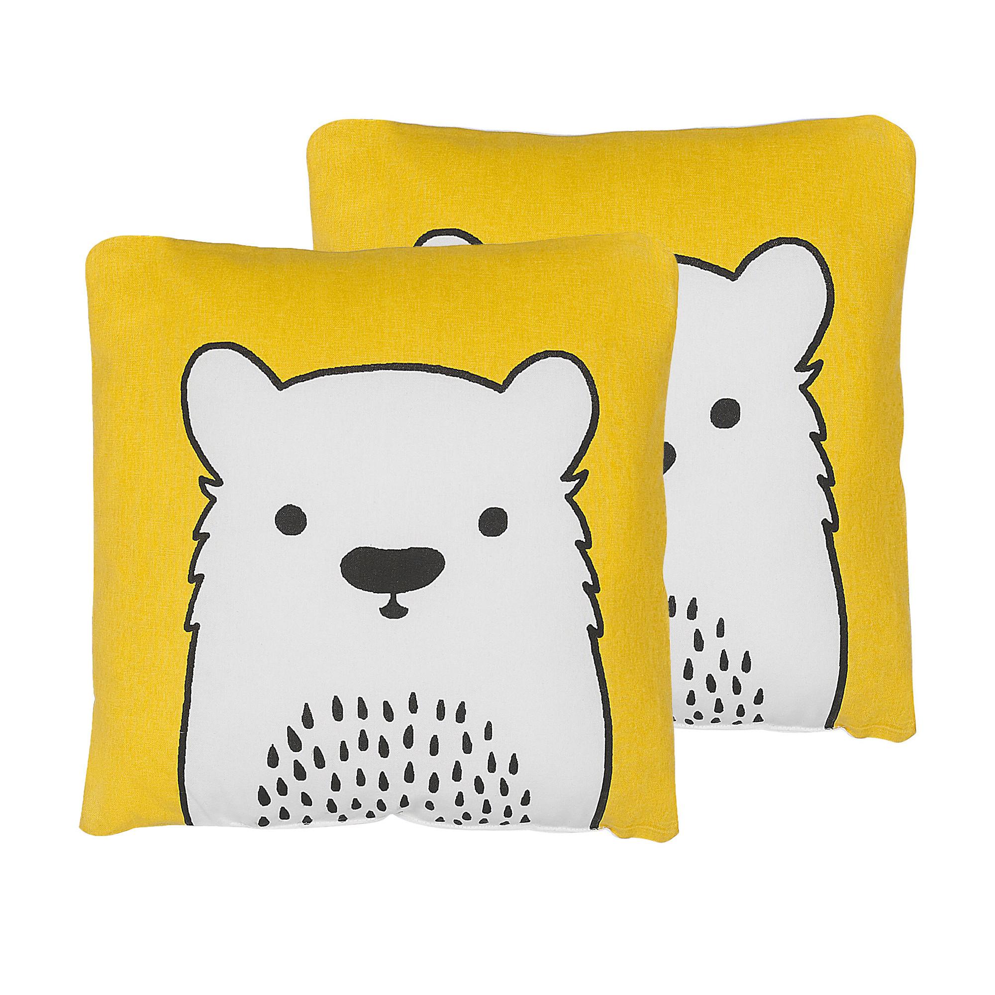 DEKOKISSEN 2er-Set Gelb 45/45 cm Waranasi - Gelb, Naturmaterialien/Textil (45/45cm) - Beliani