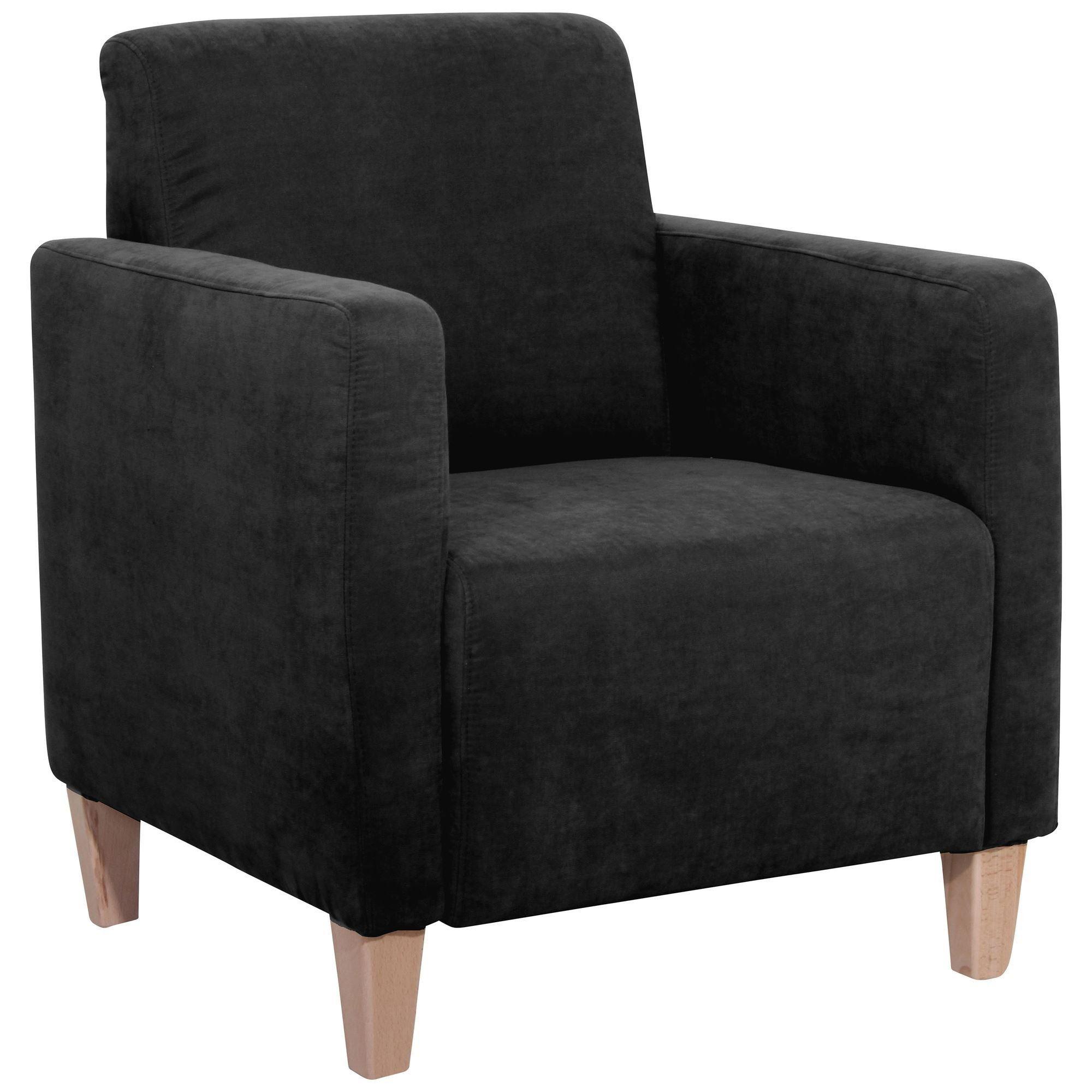SESSEL Karol Bezug Veloursstoff Buche natur / schwarz - Schwarz, Kunststoff (71/81/70cm) - 58aufmkessel