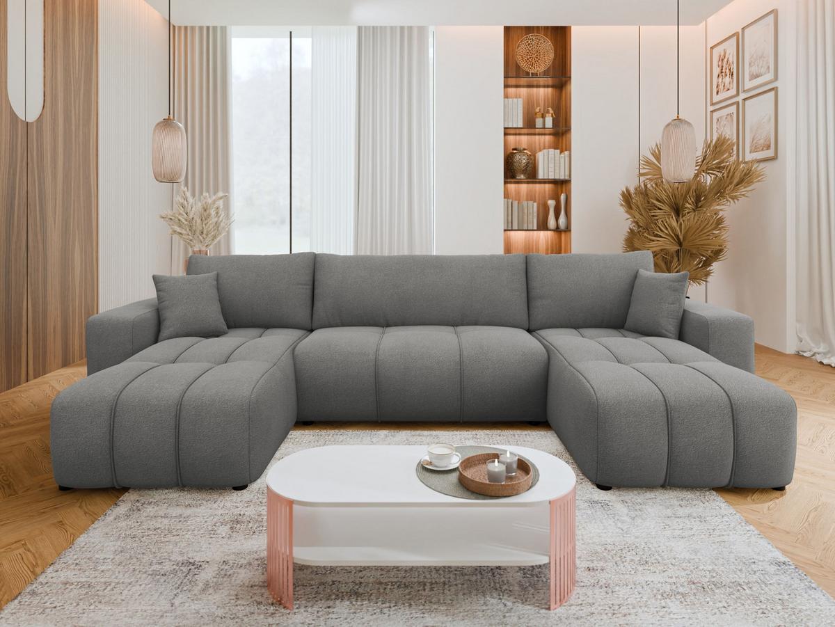 WOHNLANDSCHAFT Furyn U - Dunkelgrau/Schwarz, Holz/Kunststoff (312/82/145cm) - MIRJAN24
