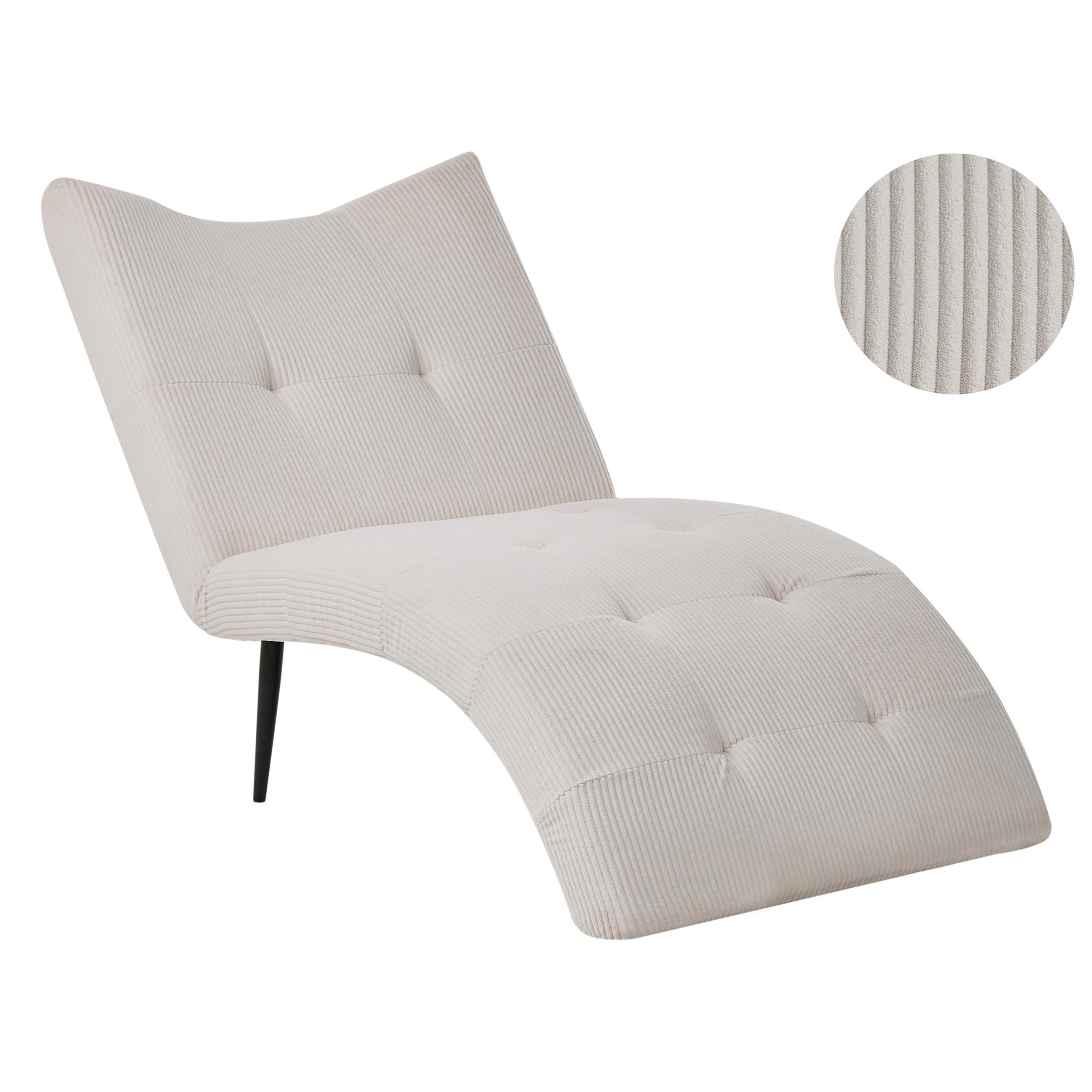CHAISELONGUE Cord Taupe Quilly - Taupe/Beige, Textil (83/97/153cm) - Beliani