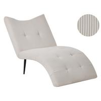 CHAISELONGUE Cord Taupe Quilly - Taupe/Beige, Textil (83/97/153cm) - Beliani