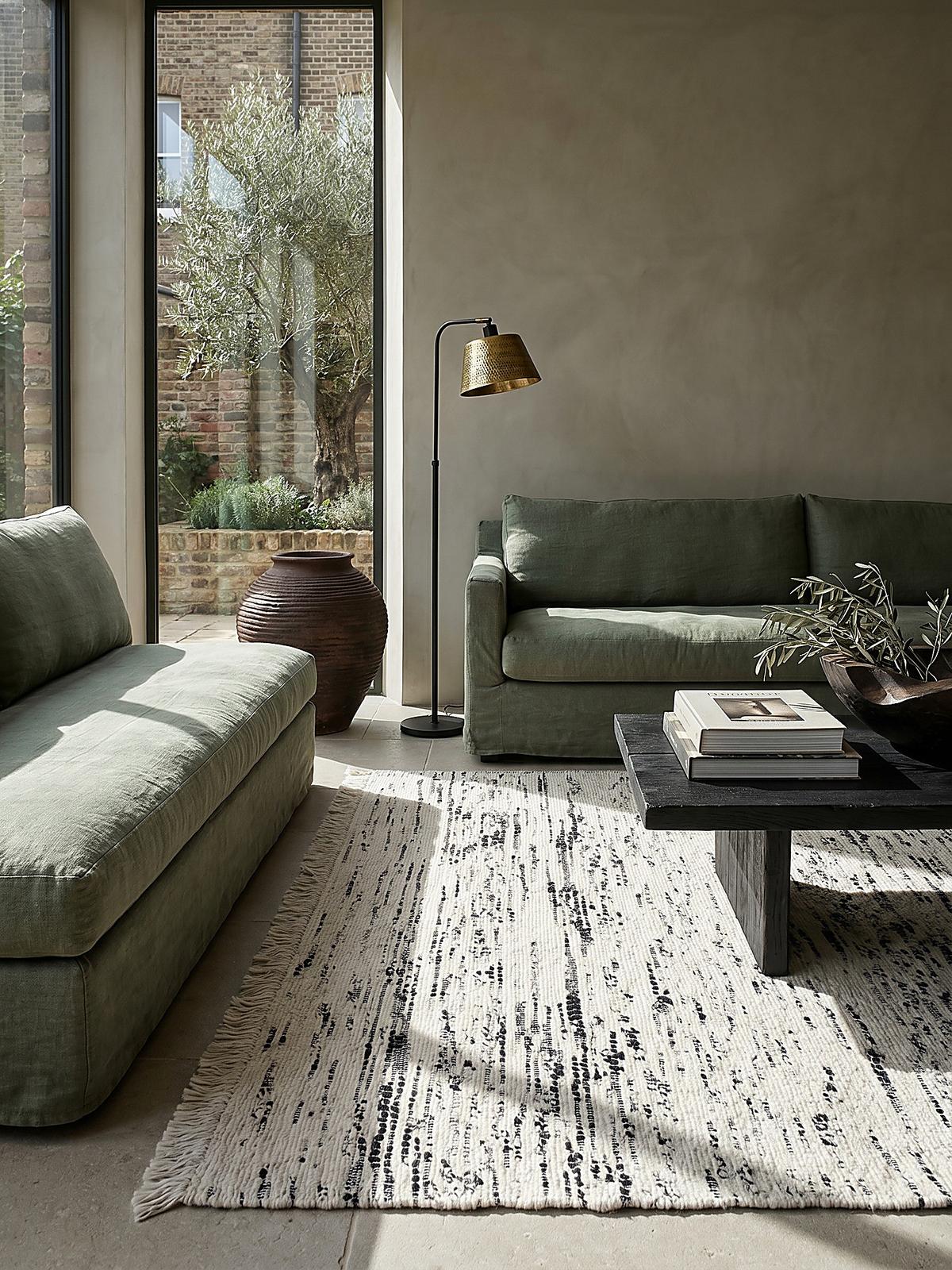 WOLLTEPPICH mit Fransen TIREE, gestreift, Schwarz, 200 x 300 cm - Schwarz, Textil (300/200cm) - KADIMA DESIGN