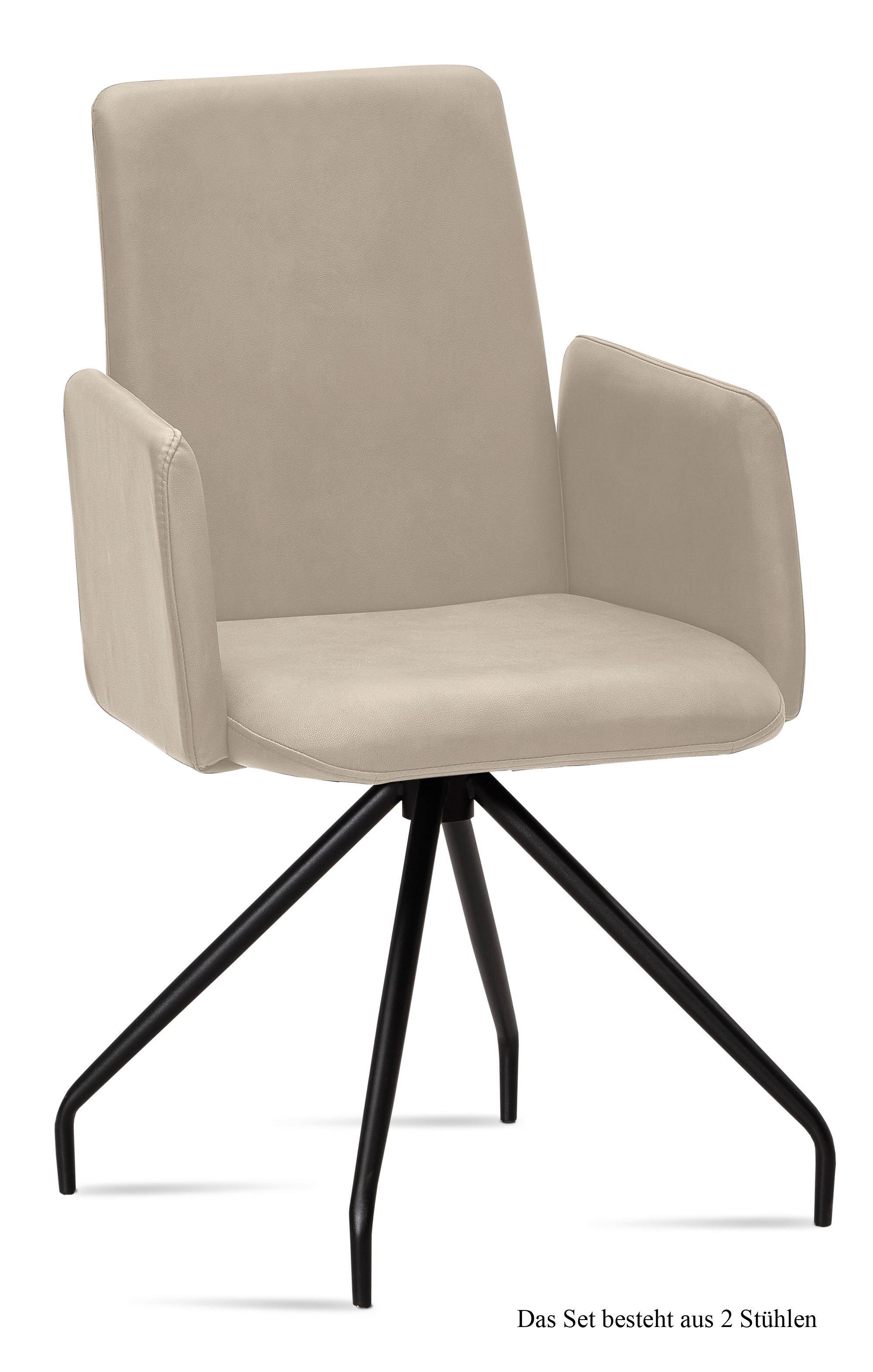 ARMLEHNSTUHL (2er-Set) Detana 52x92x60 Schwarz/Natur - Schwarz/Naturfarben, Kunststoff (60/92/52cm) - 58aufmkessel