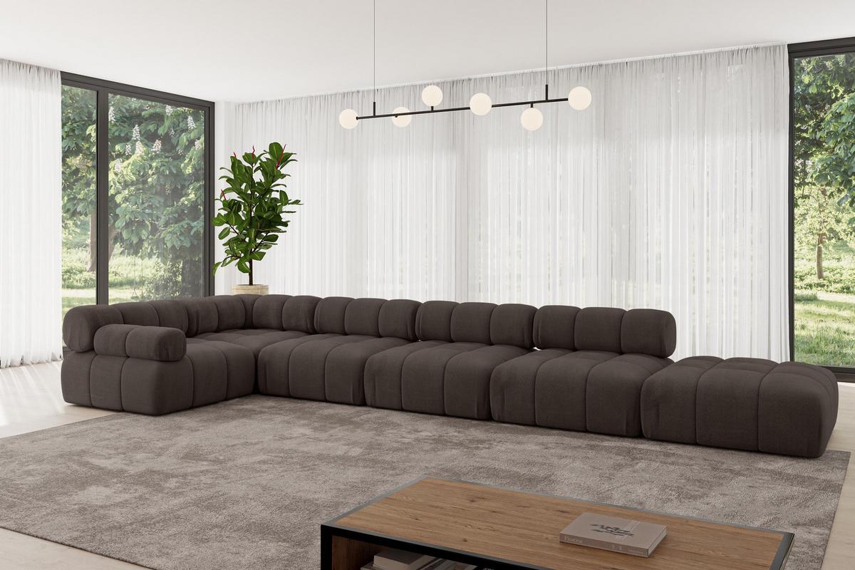 ECKSOFA modulares Sofa Felto-L3 - 475x190x70 cm Braun Velours - Braun, Holzwerkstoff/Textil (475/190cm) - ALTDECOR