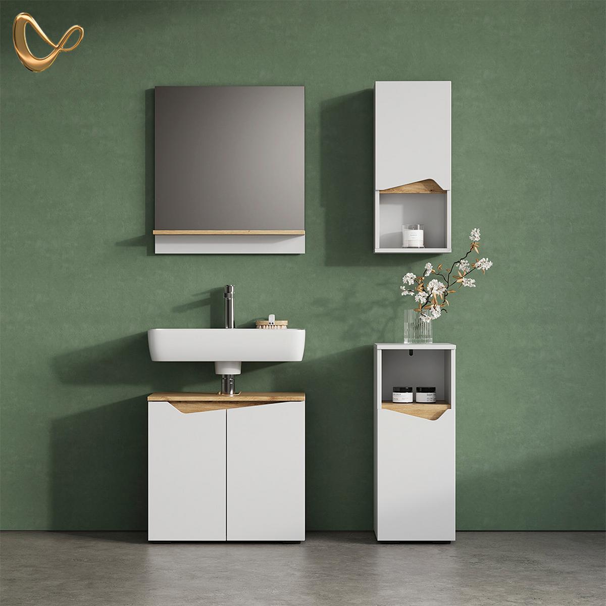 BADMÖBEL-KOMBINATION Timavo Weiß 4 Teile - Weiß, Holzwerkstoff (60/57/35cm) - Livinity®