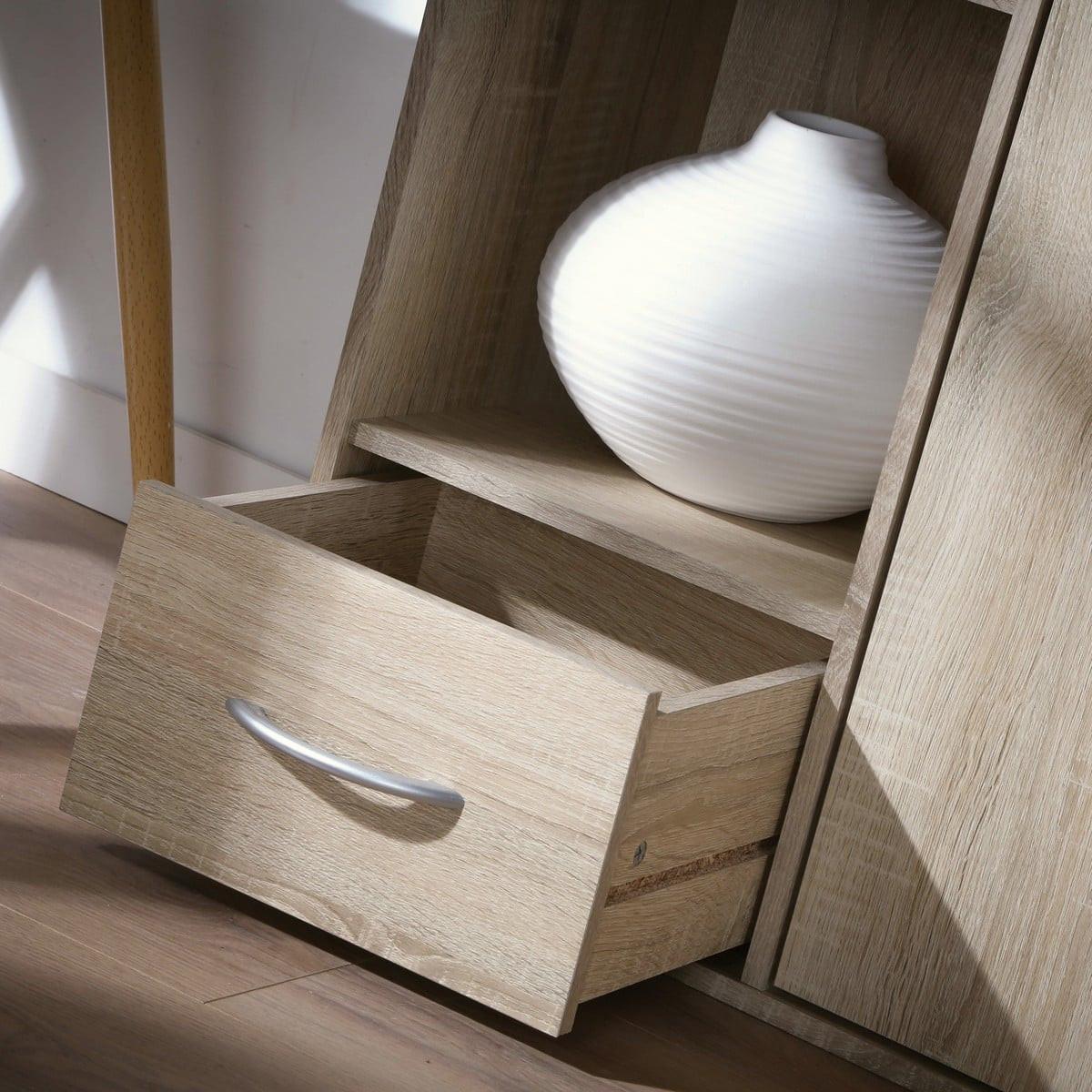 SCHRANK mit 2 Fächern, 1 Schublade und 1 Tür - Eschefarben, Holzwerkstoff (29.5/80/11cm) - Calicosy