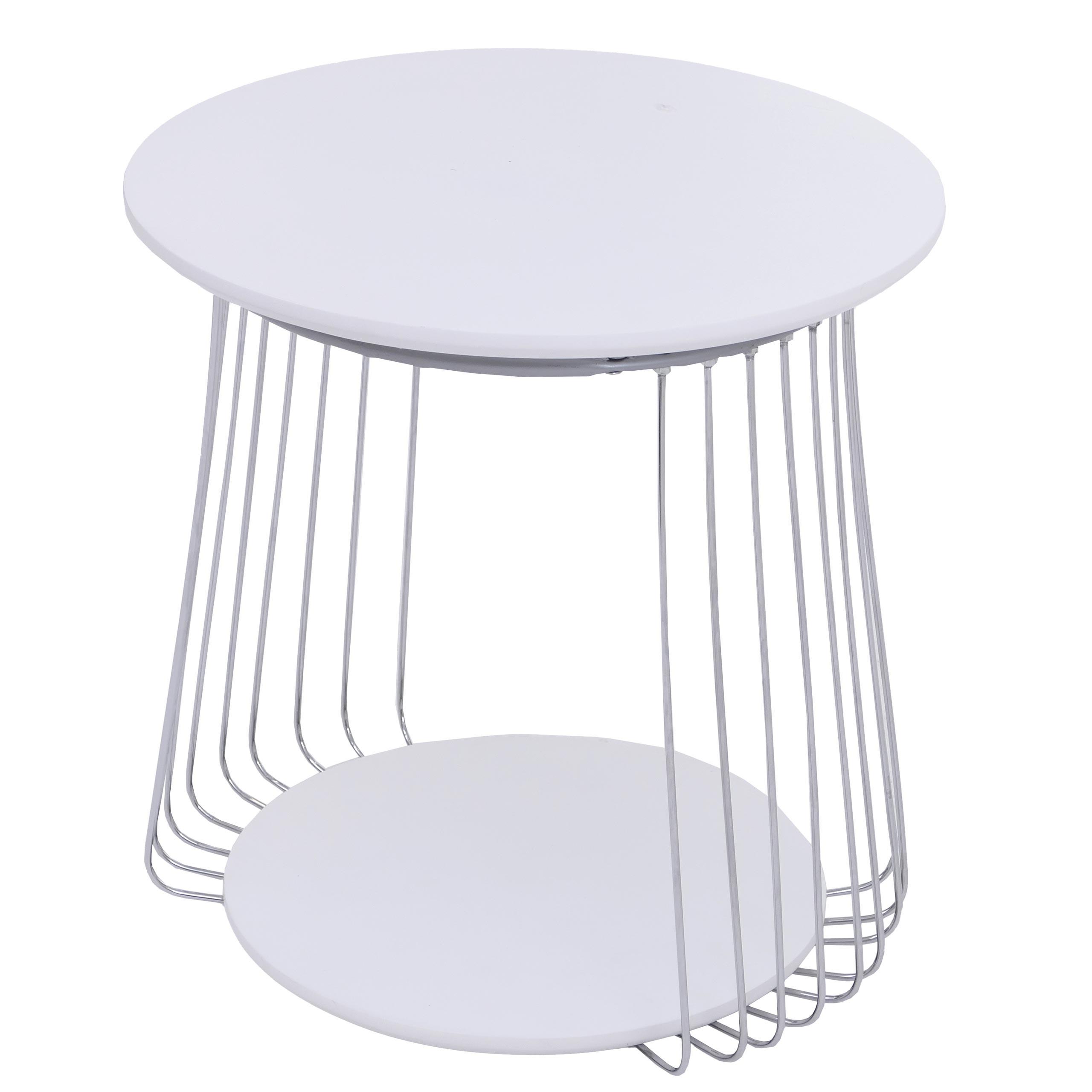 COUCHTISCH rund Weiß, Silber - Silberfarben/Weiß, Holz (50/50/52cm) - MCW