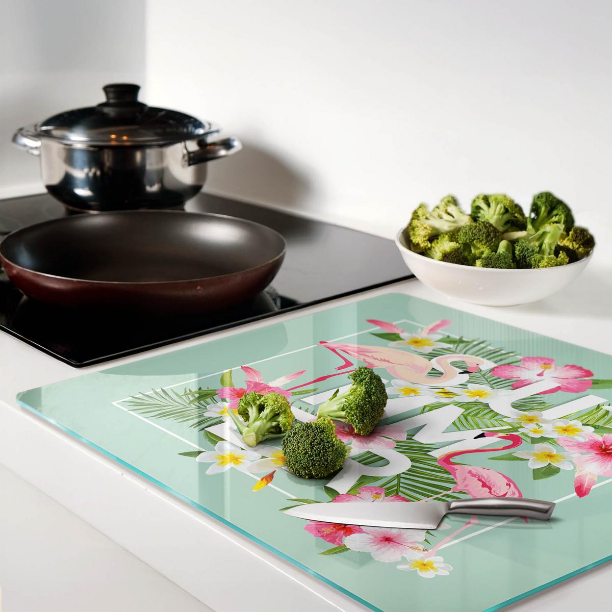 GLASPLATTE 60x52 cm Flamingos - Multicolor, Glas (60/0.4/52cm) - TULUP