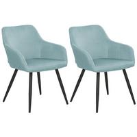 ESSZIMMERSTUHL 2er-Set Samt hellblau Casmalia - Blau/Schwarz, Textil (59/78/62cm) - Beliani