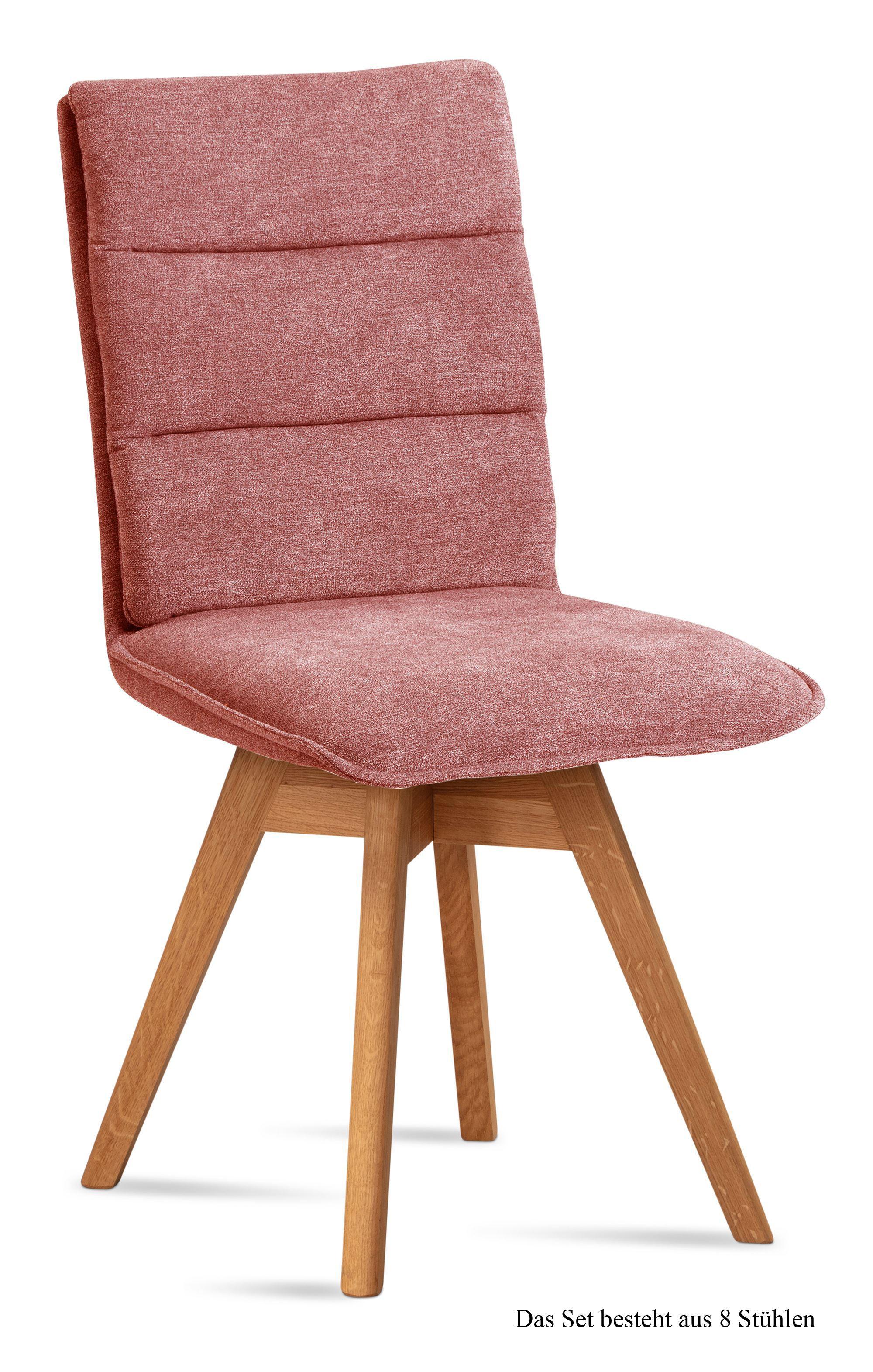 ESSZIMMERSTUHL drehbar (8er-Set) Dorle 47x92x60 Eiche geölt/Rosewood - Eichefarben/Dunkelrosa, Kunststoff (60/92/47cm) - 58aufmkessel