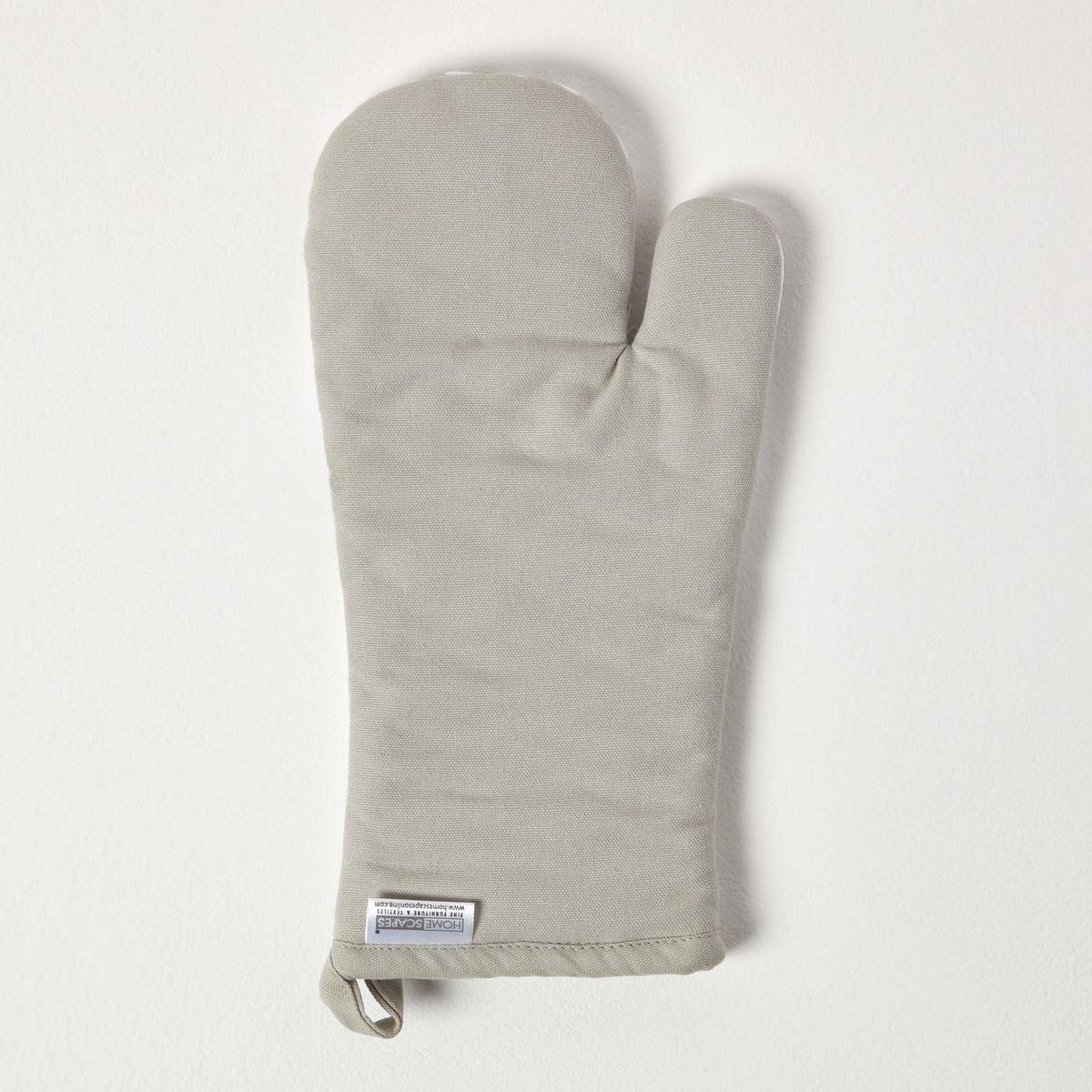 OFENHANDSCHUH grau-weiß 18/32 cm, Baumwolle wattiert - Grau, Textil (18/32cm) - Homescapes