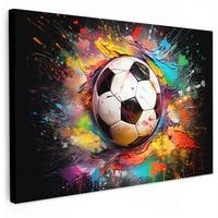 LEINWANDBILD Fußball - Farbe - Farben - Schwarz - Weiß Deko Schlafzimmer 30x20 cm - Weiß, Textil (30/20cm) - MuchoWow