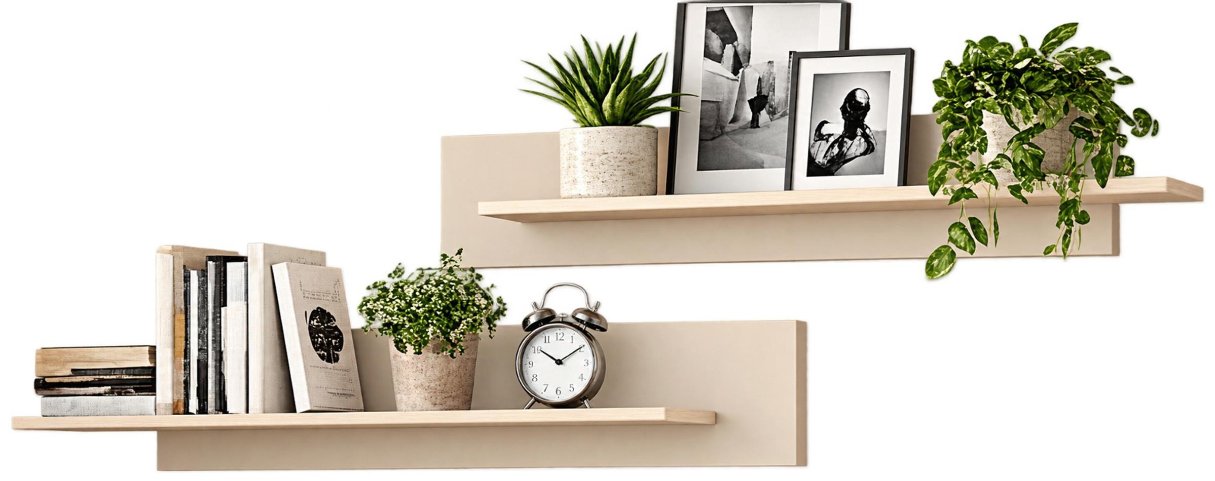 WANDBOARD-SET Kaschmir 100-120 x 20 cm, Wandregal 2-teilig hängend - Kaschmir, Holzwerkstoff (120/20/20cm) - Inn.Furn