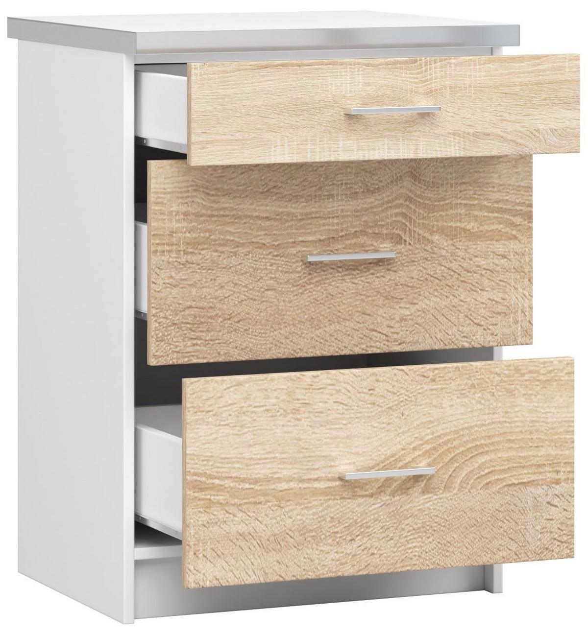 UNTERSCHRANK Weiß, Eiche Sonoma 82/60/44,5 - Weiß/Eiche Artisan, Holzwerkstoff (60/82/44.5cm) - RAUMHIRSCH FURNITURE