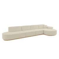 ECKSOFA Ottomane Rechts MARI-L3-v2 - 413x171x83 cm Beige Bouclé - Beige, Holzwerkstoff/Textil (171/413cm) - ALTDECOR