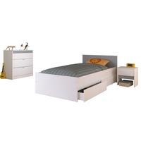 KINDERZIMMER weiß, grau oder rosa, Komplett-Set 4-teilig mit Stauraumbett 90x200 cm - Weiß, Holzwerkstoff (100/80/203cm) - Parisot Meuble