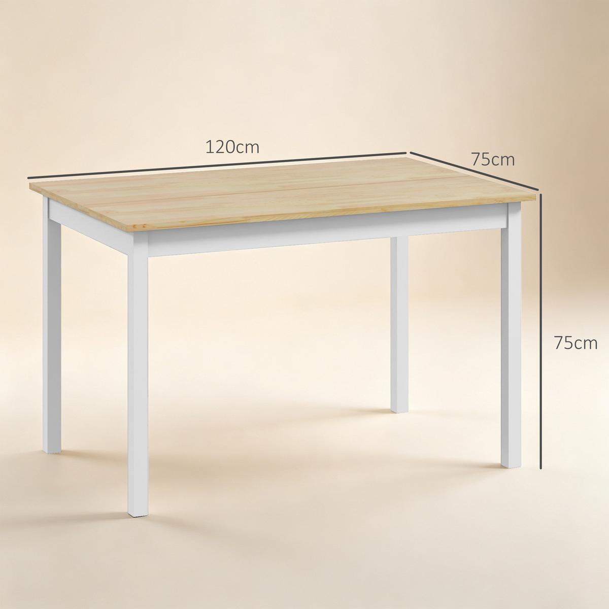 ESSTISCH Kiefernholz Natur - Naturfarben/Weiß, Holz (120/75/75cm) - HOMCOM