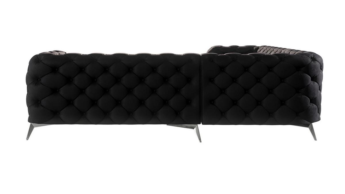 ECKSOFA Chesterfield Laura Schwarz Samt - Silberfarben/Schwarz, Holz/Textil (264/264cm) - S-Style Möbel