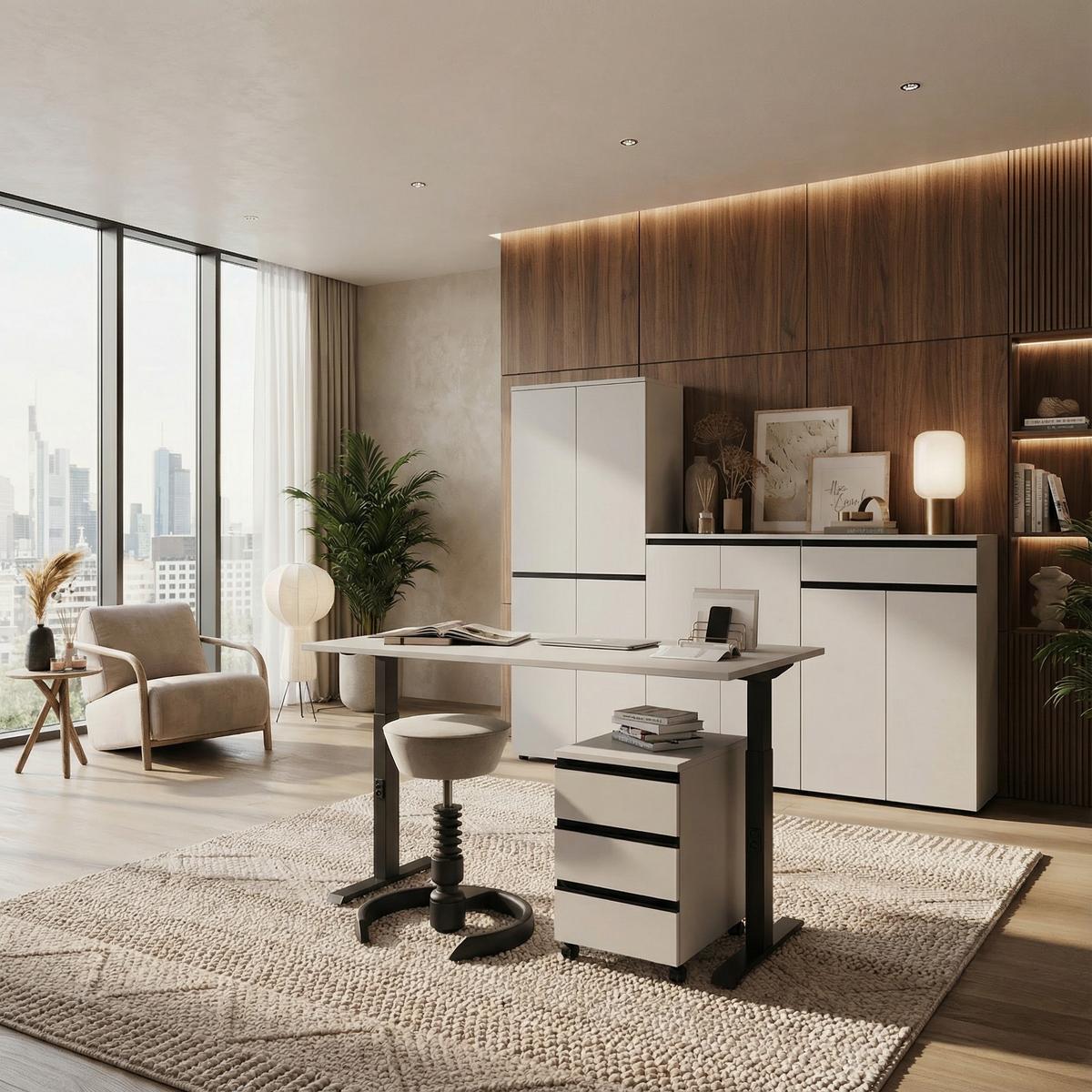 ROLLCONTAINER "Stuttgart" Soft-Close 3 Schubladen | Greige - Beige, Holzwerkstoff (40/63/50cm) - KADIMA DESIGN