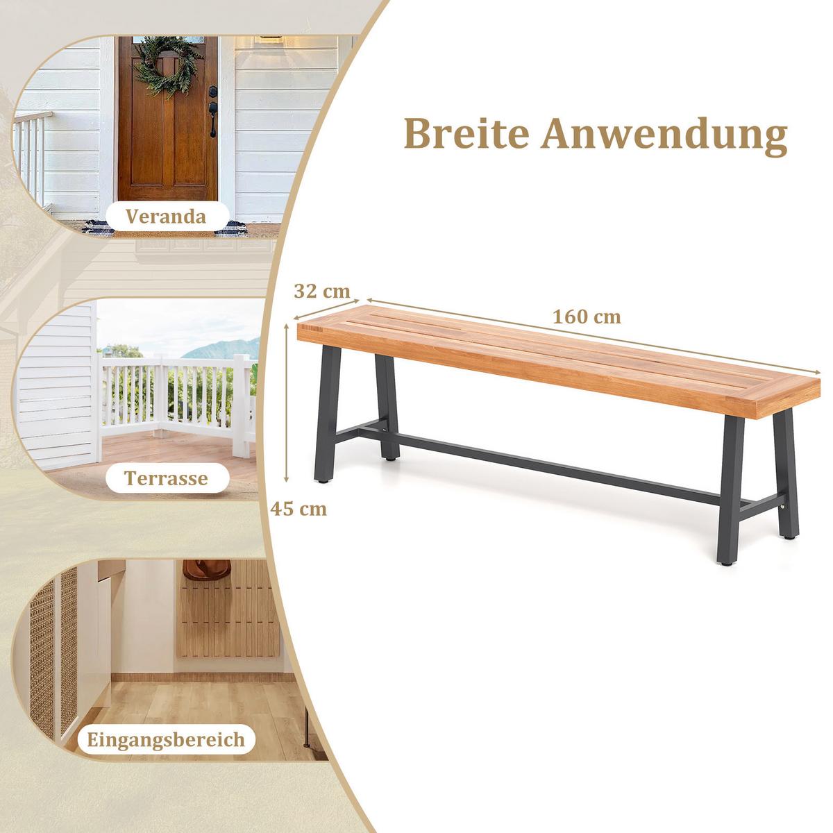 BIERGARTENBANK Natur - Naturfarben, Holz (160/45/32cm) - COSTWAY