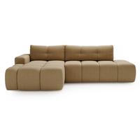 ECKSOFA Montero Bouclé-Stoff Hellbraun Rechts - Hellbraun, Holz/Textil (280/177cm) - Graingold