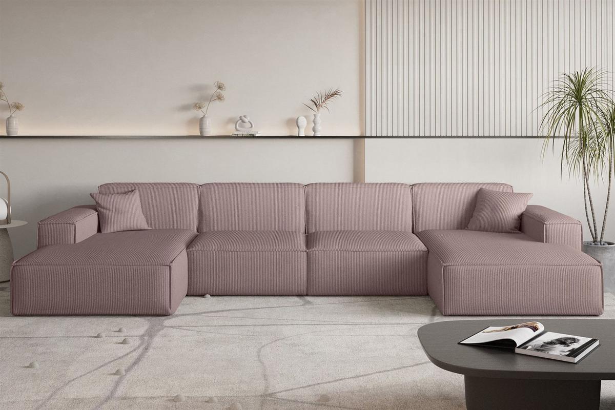 WOHNLANDSCHAFT Celes Premium In Scala - Lila, Holzwerkstoff/Textil (379/73/165cm) - Fun Möbel