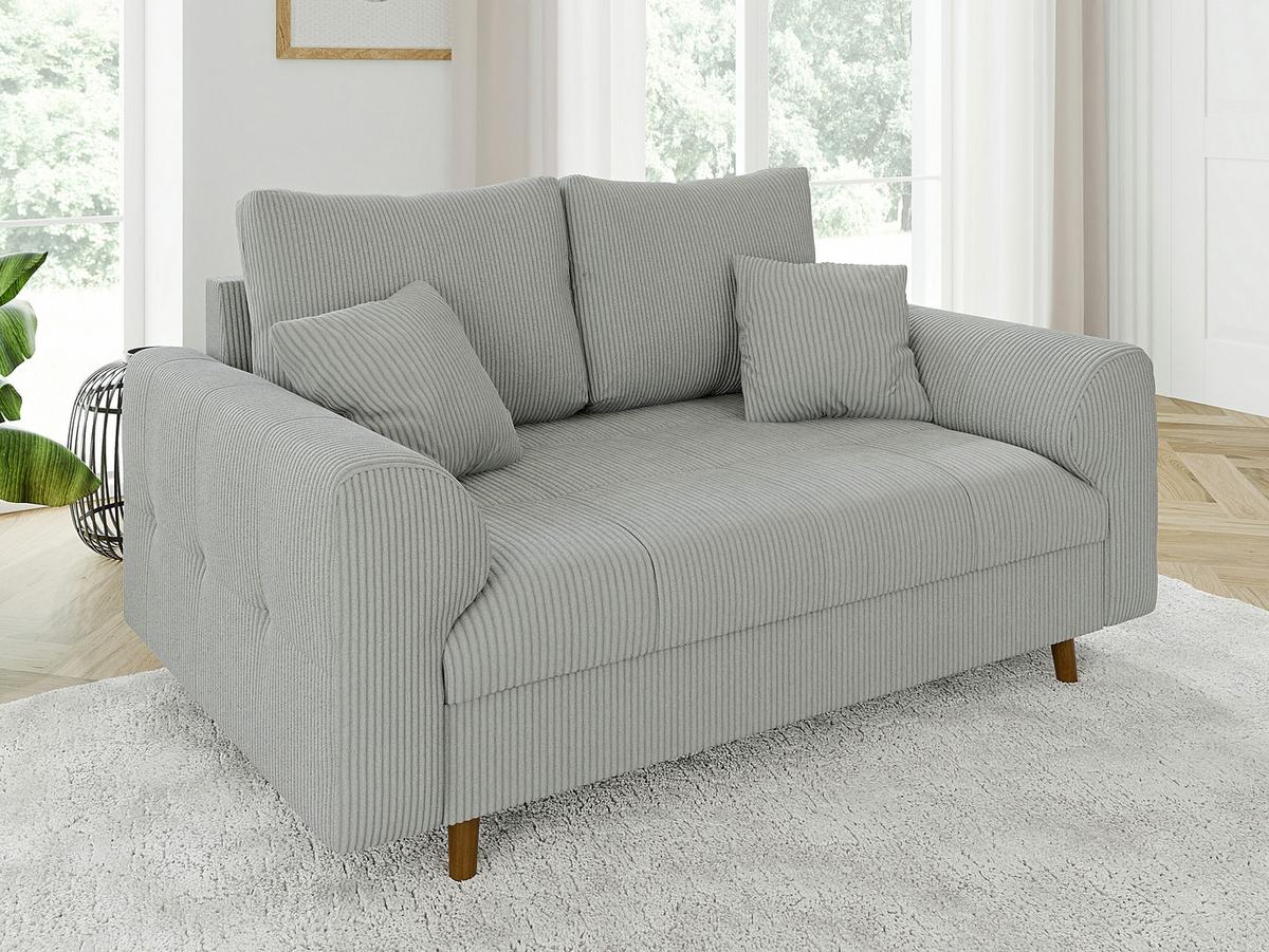 2-SITZER-SOFA Alma Hellgrau Cord - Hellgrau/Braun, Holz/Textil (150/81/93cm) - S-Style Möbel