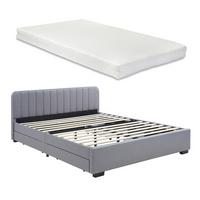 POLSTERBETT Nofrenna mit Matratze - Schwarz/Grau, Holzwerkstoff/Kunststoff (160/200cm) - [en.casa]