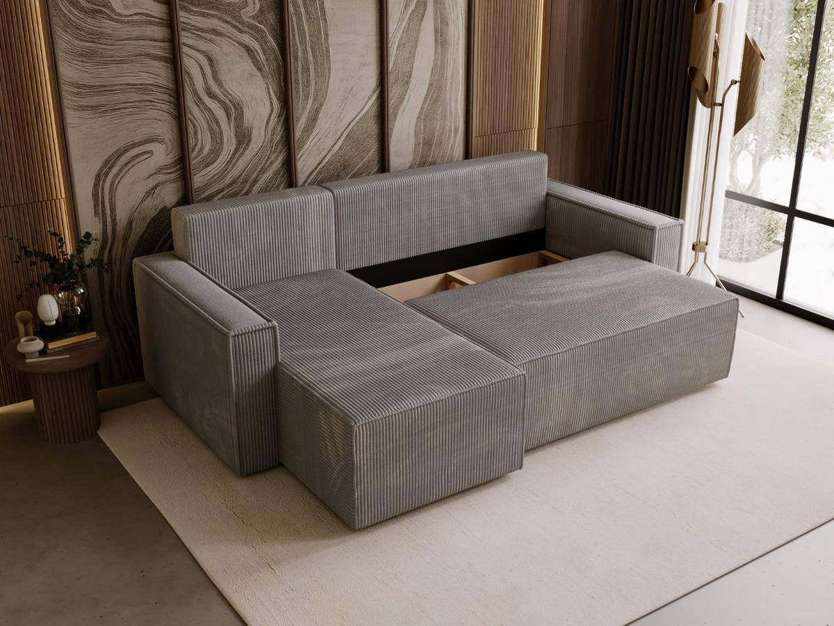 ECKSOFA Prato L Grau - Schwarz/Grau, Holz/Textil (253/145cm) - Graingold