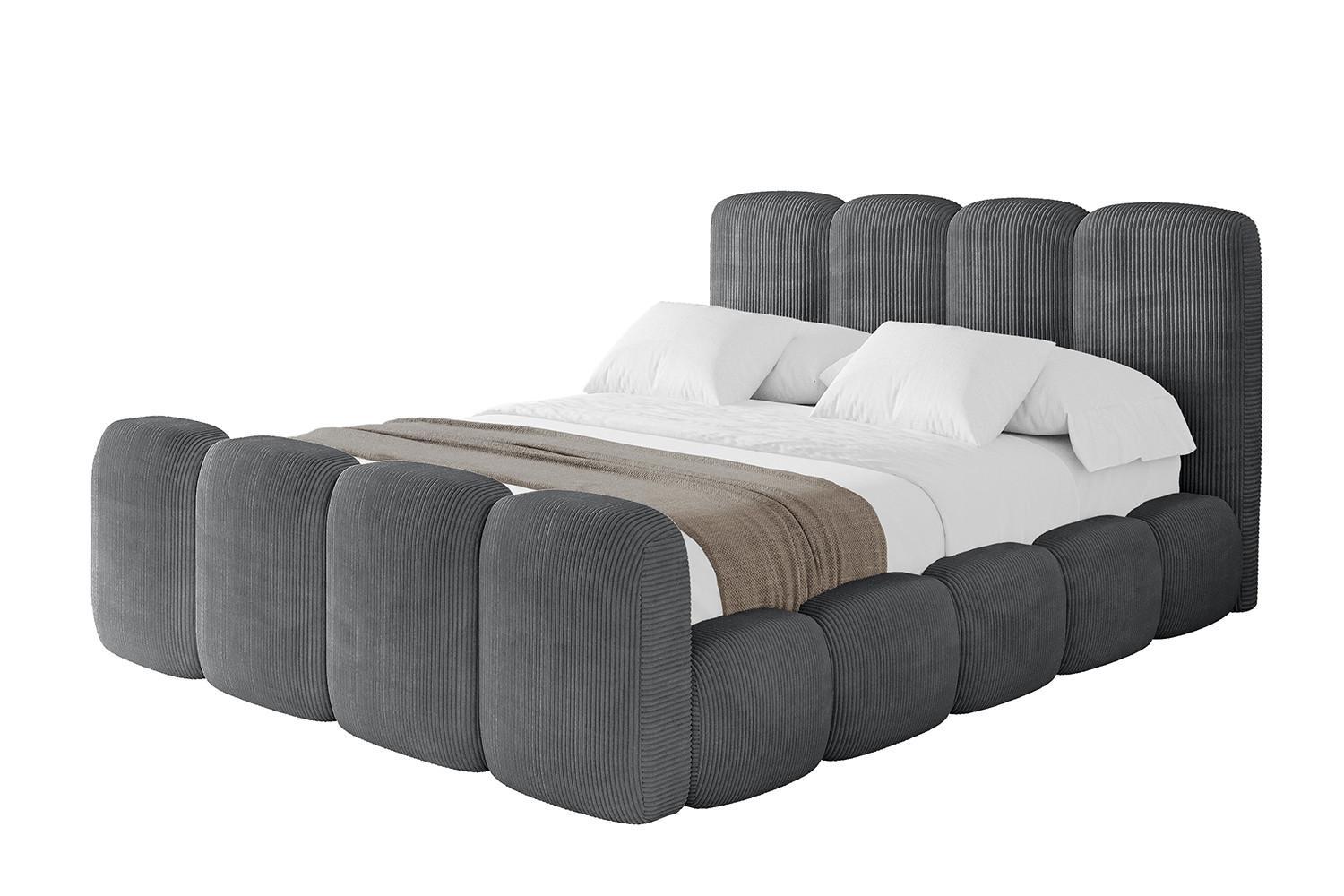 POLSTERBETT mit Bettkasten, Fußteil und Lattenrost, Boxbett ohne Matratze - KALA-Z 160x200 Dunkelgrau - Anthrazit, Holzwerkstoff/Textil (160/200cm) - ALTDECOR