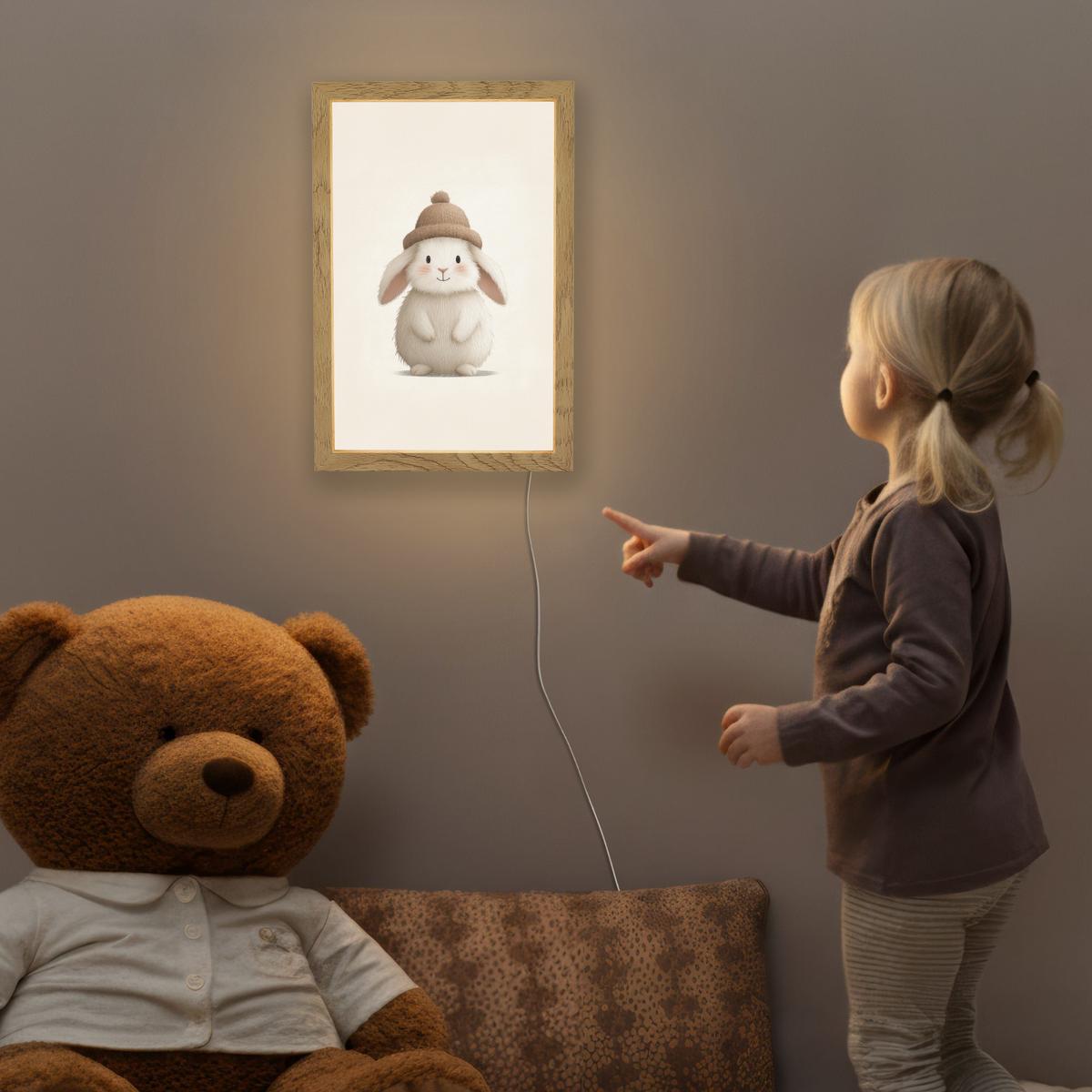 NACHTTISCHLAMPE Kaninchen - Hut - Ohren - Beige 20x30 cm - Creme, Holzwerkstoff (8/20/30cm) - OnlyWow