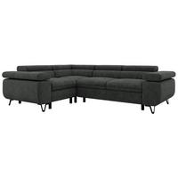 ECKSOFA ORSO L Dunkelgrau Stukture - Links Seite - Dunkelgrau/Schwarz, Textil/Metall (197/268cm) - MKS