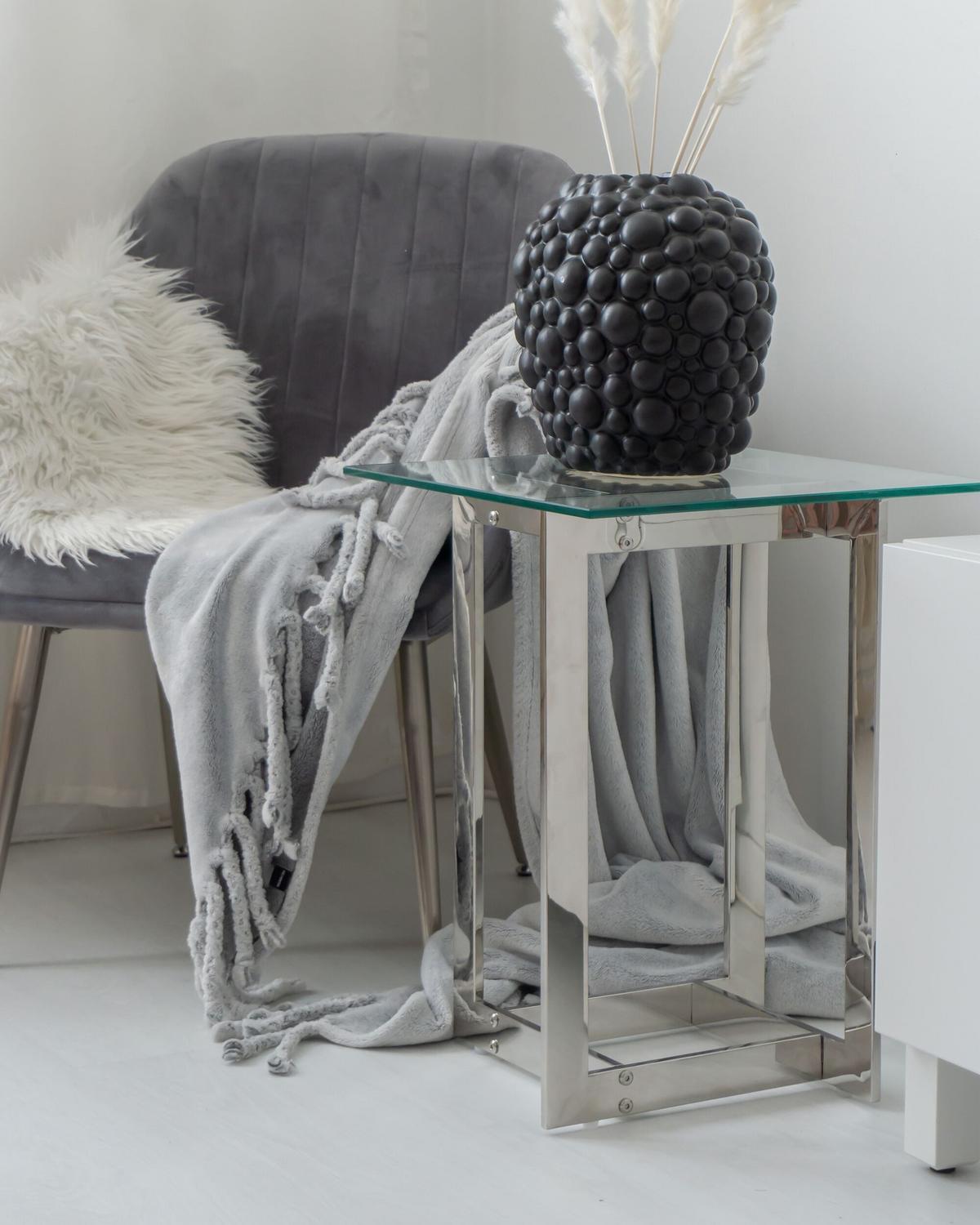 BEISTELLTISCH Glas silber quadratisch 40/40 cm Crystal - Transparent/Silberfarben, Glas (40/40/52cm) - Beliani