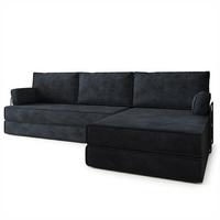 ECKSOFA ANKO modulares Boneless Sofa mit Schlaffunktion Schwarz Kordstoff - Schwarz, Textil (270/160cm) - MASSENO