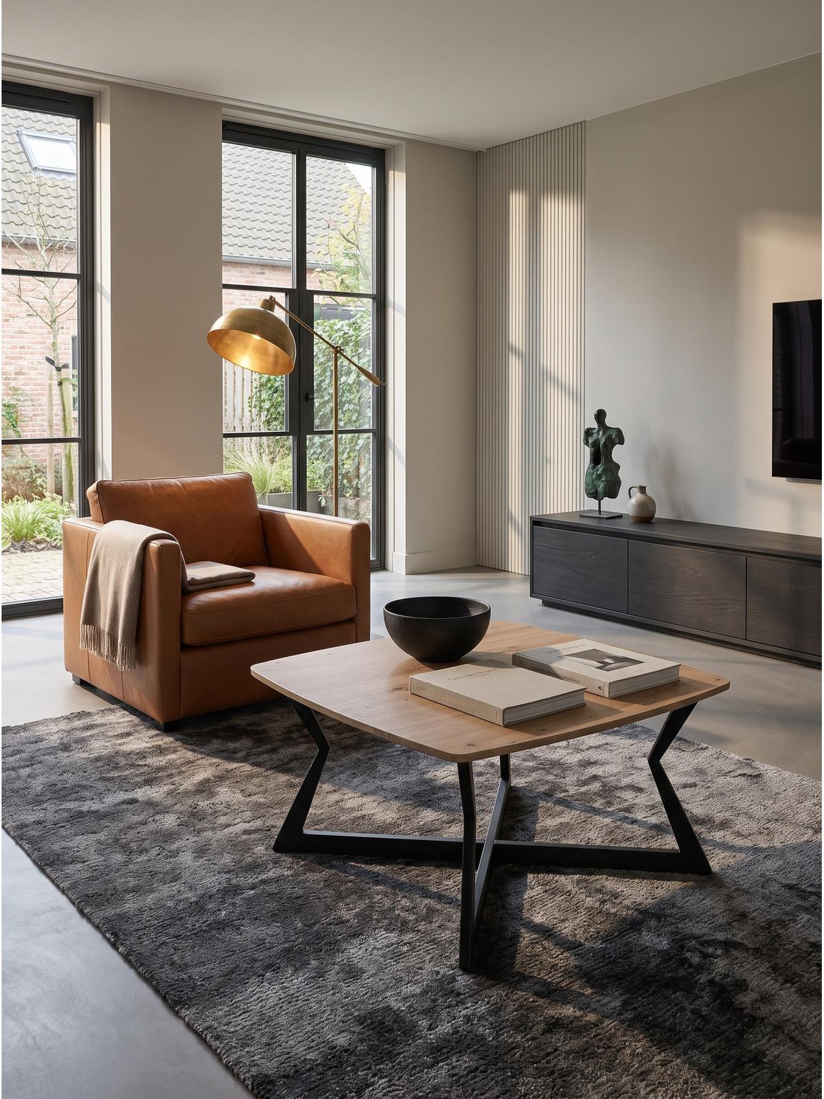 COUCHTISCH PRAIANO, MDF, in Eichenoptik, Eiche-Schwarz, 75 x 75 x 40 cm - Schwarz/Braun, Holzwerkstoff/Metall (75/75/40cm) - KADIMA DESIGN