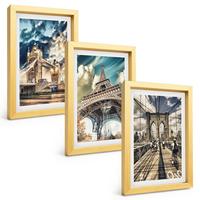 BILDER SET 3er Set - 20x30 cm Goldrahmen - Brücken, Türme, europäische Städte - Goldfarben, Kunststoff (20/30cm) - TULUP
