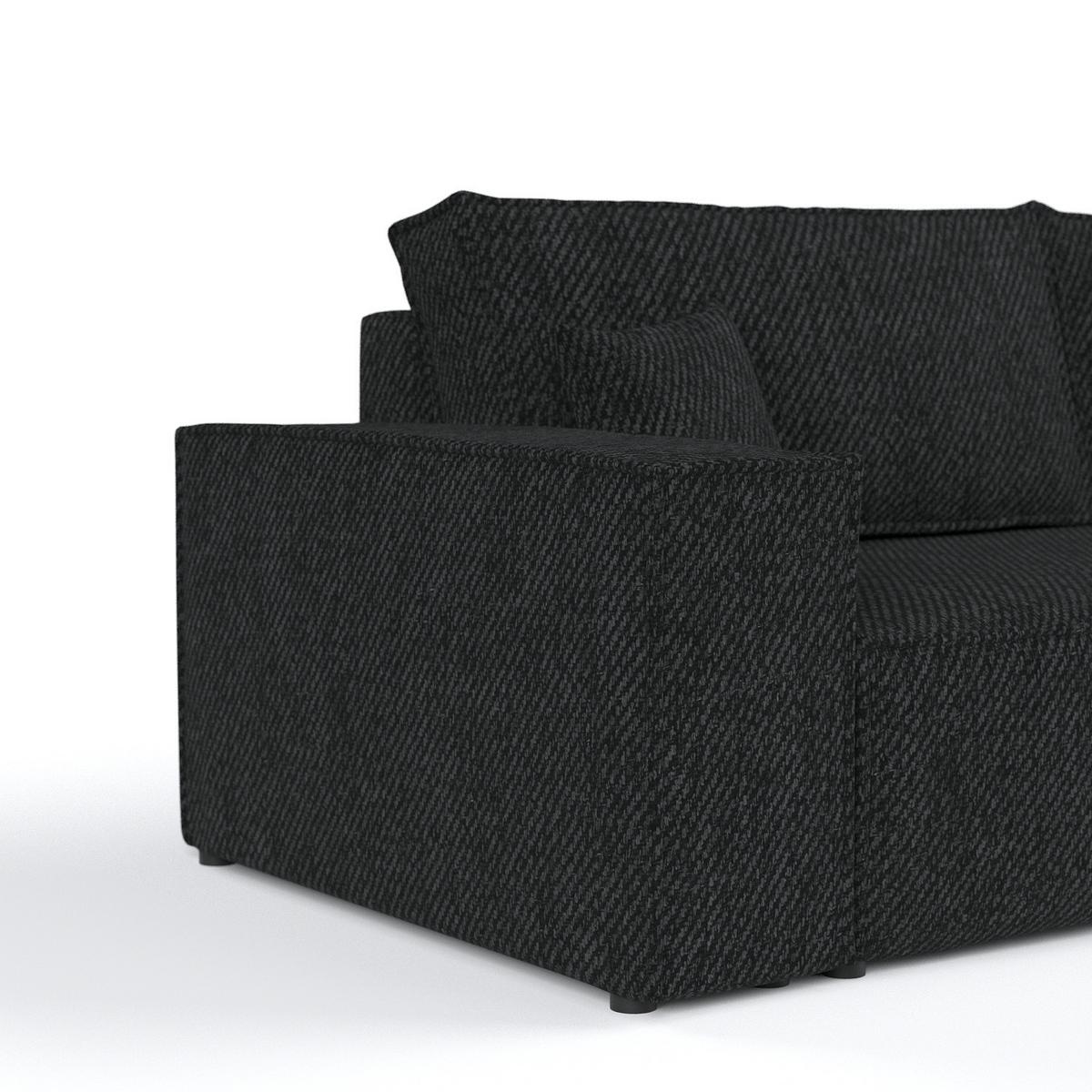 SOFA RESSO mit Schlaffunktion Schwarz im Neve Stoff - Schwarz, Holz/Holzwerkstoff (255/70/105cm) - AltaBeds