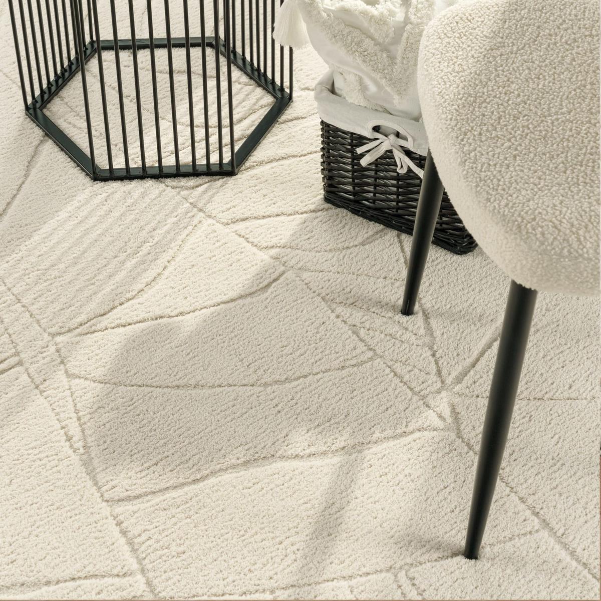 KURZFLORTEPPICH, mit Struktur, aus Polyester, Florhöhe 12 mm, Creme, 80 x 150 cm - Beige, Textil (150/80cm) - KADIMA DESIGN