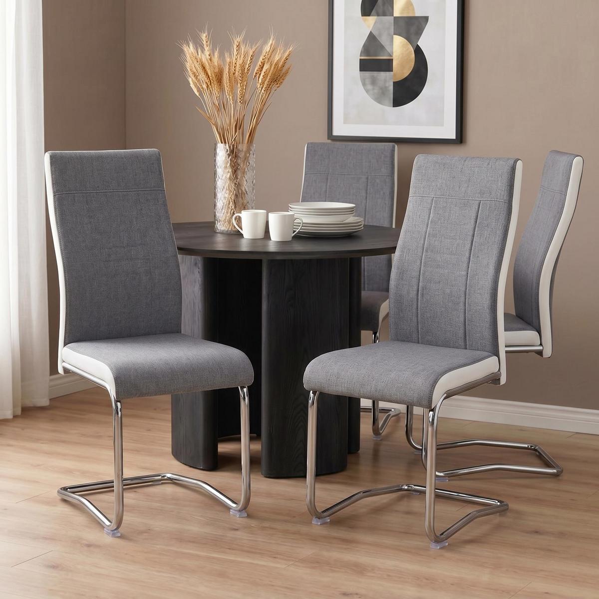 ESSZIMMERSTUHL ALBA 4er-Set grau/weiß - Weiß/Grau, Textil (44/98/54cm) - CARO-Möbel