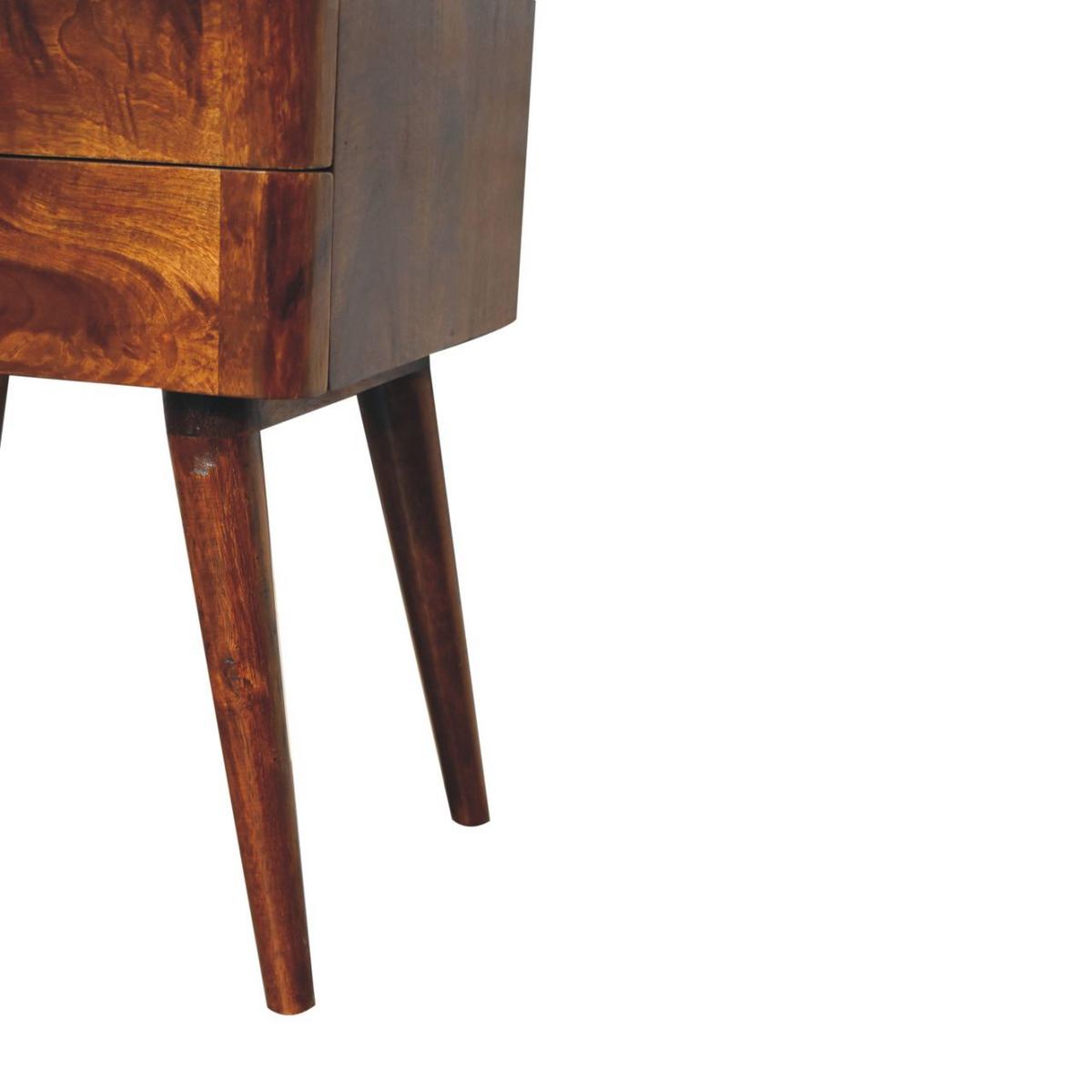 NACHTTISCH T-Bar, 2 Schubladen, Nordischer Stil, braun - Messingfarben/Braun, Mangoholz/Holz (45/58/35cm) - Artisan Furniture
