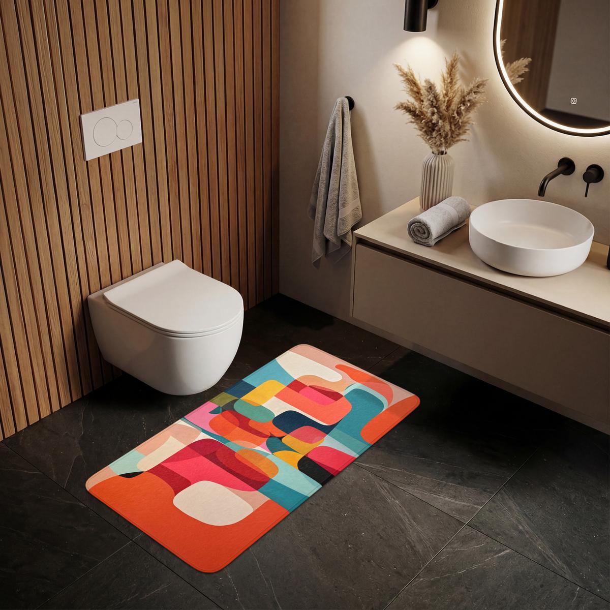 WC-VORLEGER Formen - Bunt - Abstrakt - Flugzeuge WC Teppich 120x60 cm - Multicolor, Textil (120/1cm) - OnlyWow