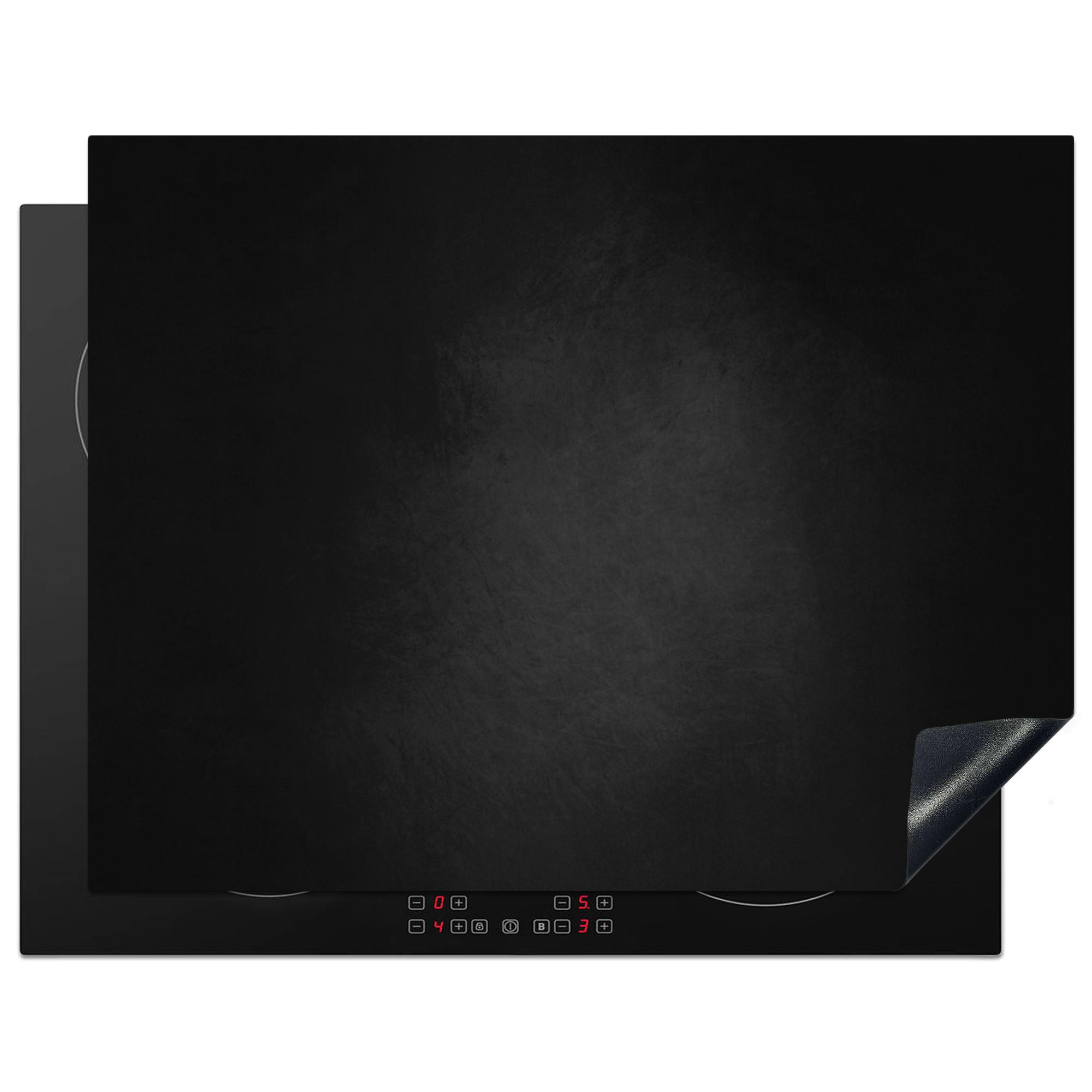 HERDABDECKPLATTE Beton - Schwarz - Grau - Strukturiert - Industriell Induktionsmatte 77x59 cm - Graphitfarben, Kunststoff (77/59/0.2cm) - MuchoWow