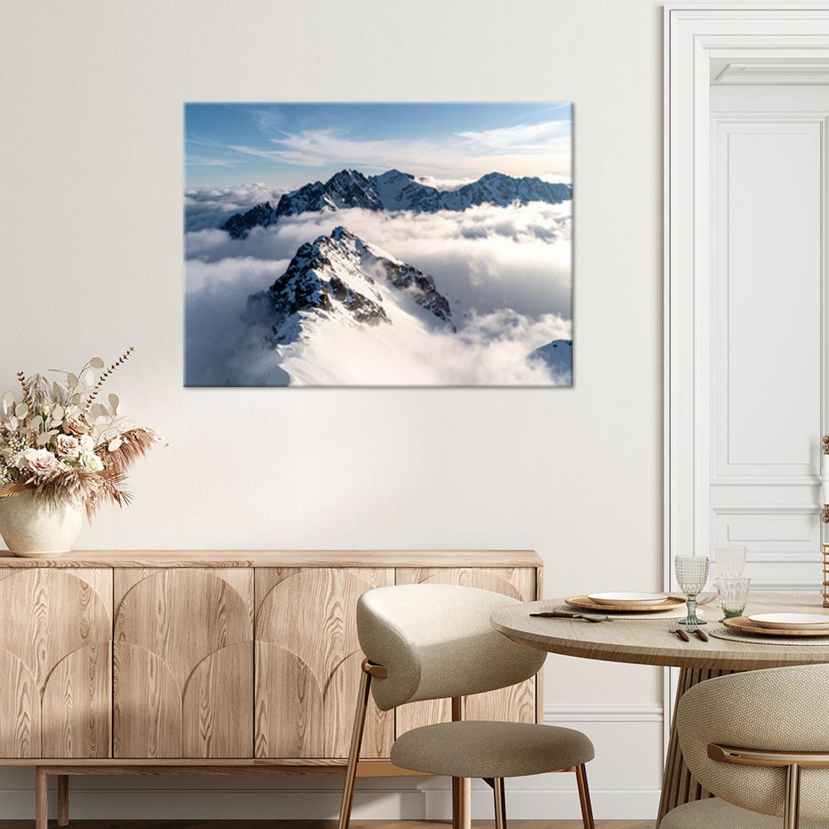 LEINWANDBILD Schneebedeckte Berggipfel Panorama 100x70cm - Weiß, Textil (100/70cm) - Feeby