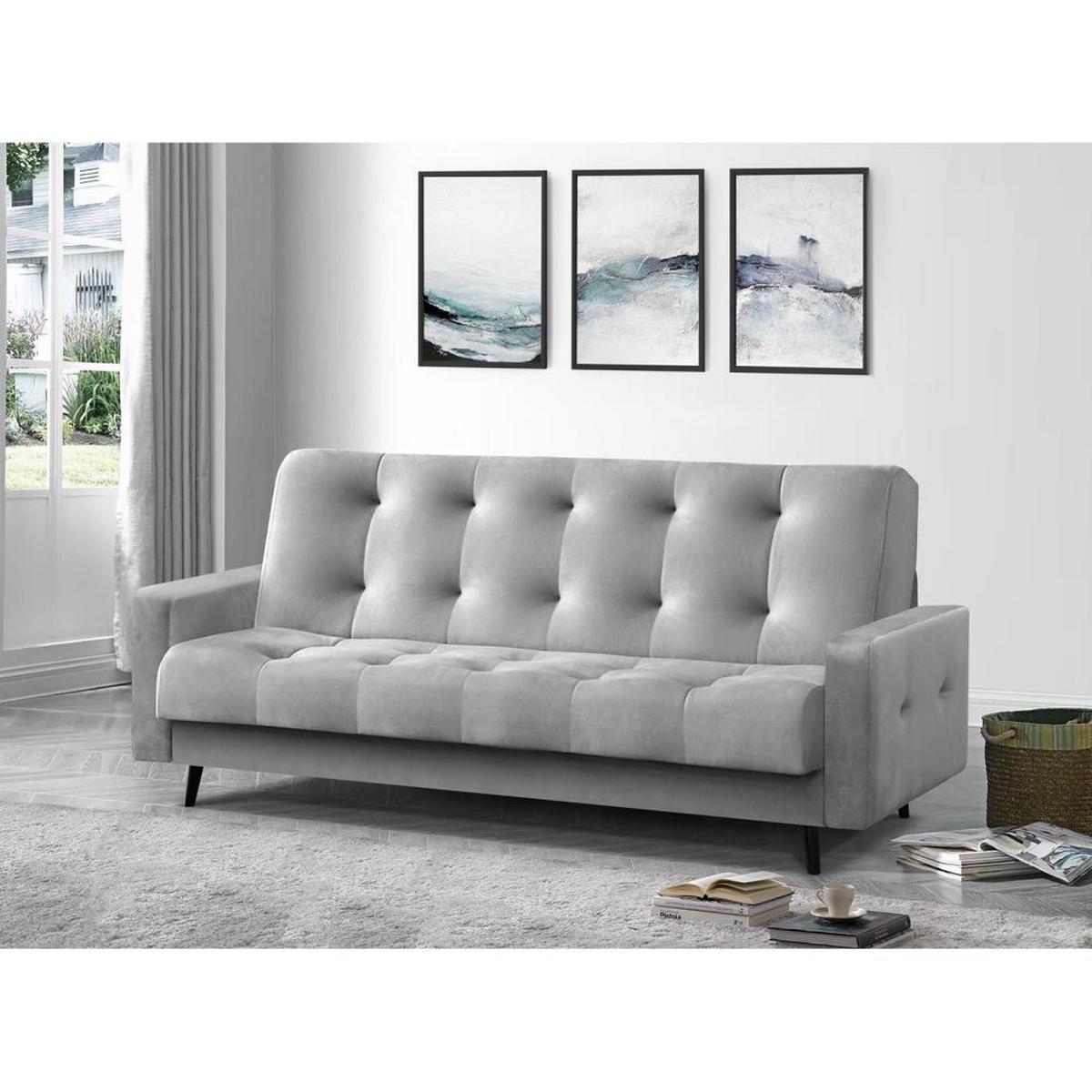 3-SITZER Schlafsofa Nancy Bis hellgrau - Hellgrau, Holz/Textil (220/89/93cm) - Beautysofa
