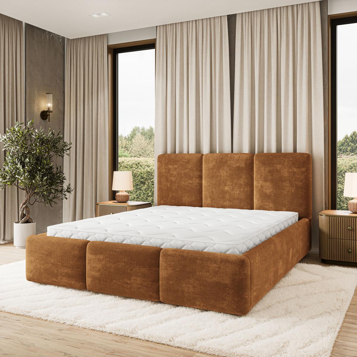 POLSTERBETT MORENA LM 120x200 cm mit Bettkästen - Hellbraun - Hellbraun, Holz (120/200cm) - MASSENO