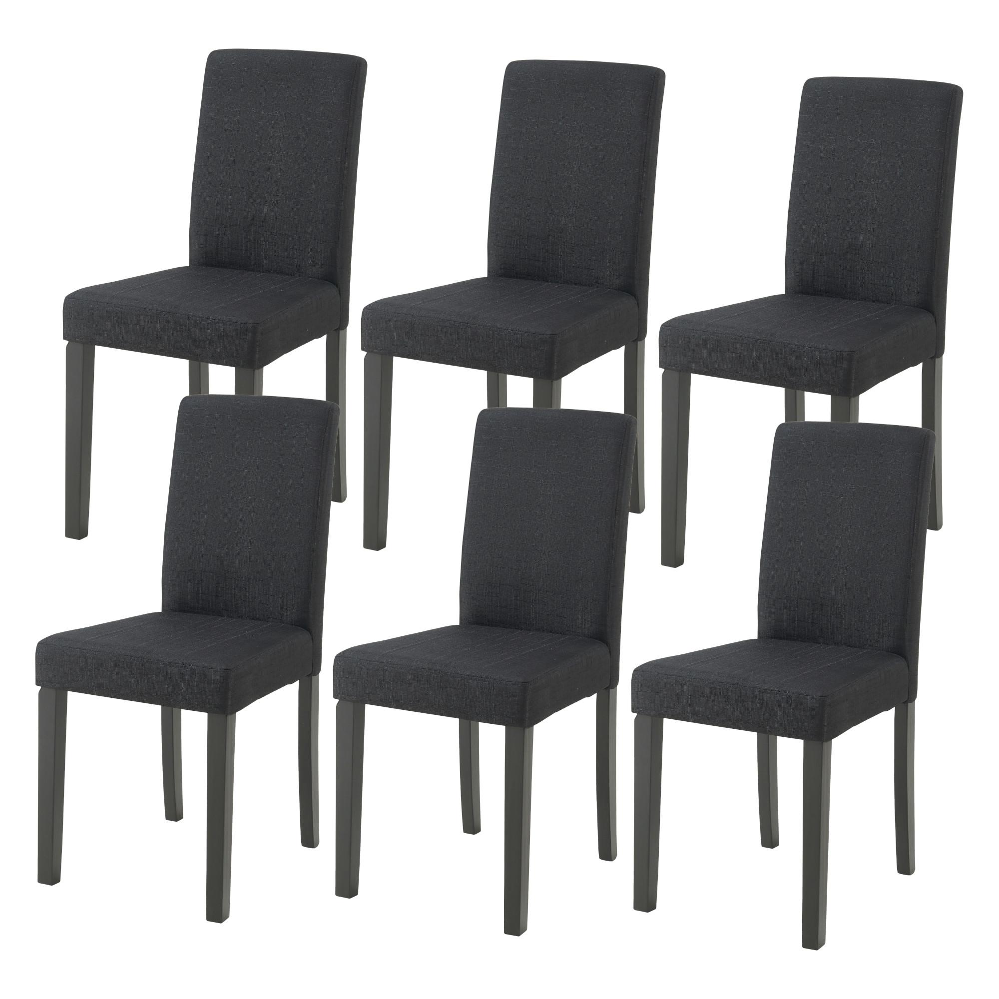 ESSZIMMERSTUHL-SET HAMBURG 6 TLG. - Schwarz, Holz/Textil (43/89/54cm) - [en.casa]