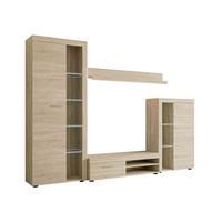 WOHNWAND Rumba mit LED Beleuchtung - Sonoma Eiche, Holzwerkstoff (270/190/43cm) - MIRJAN24