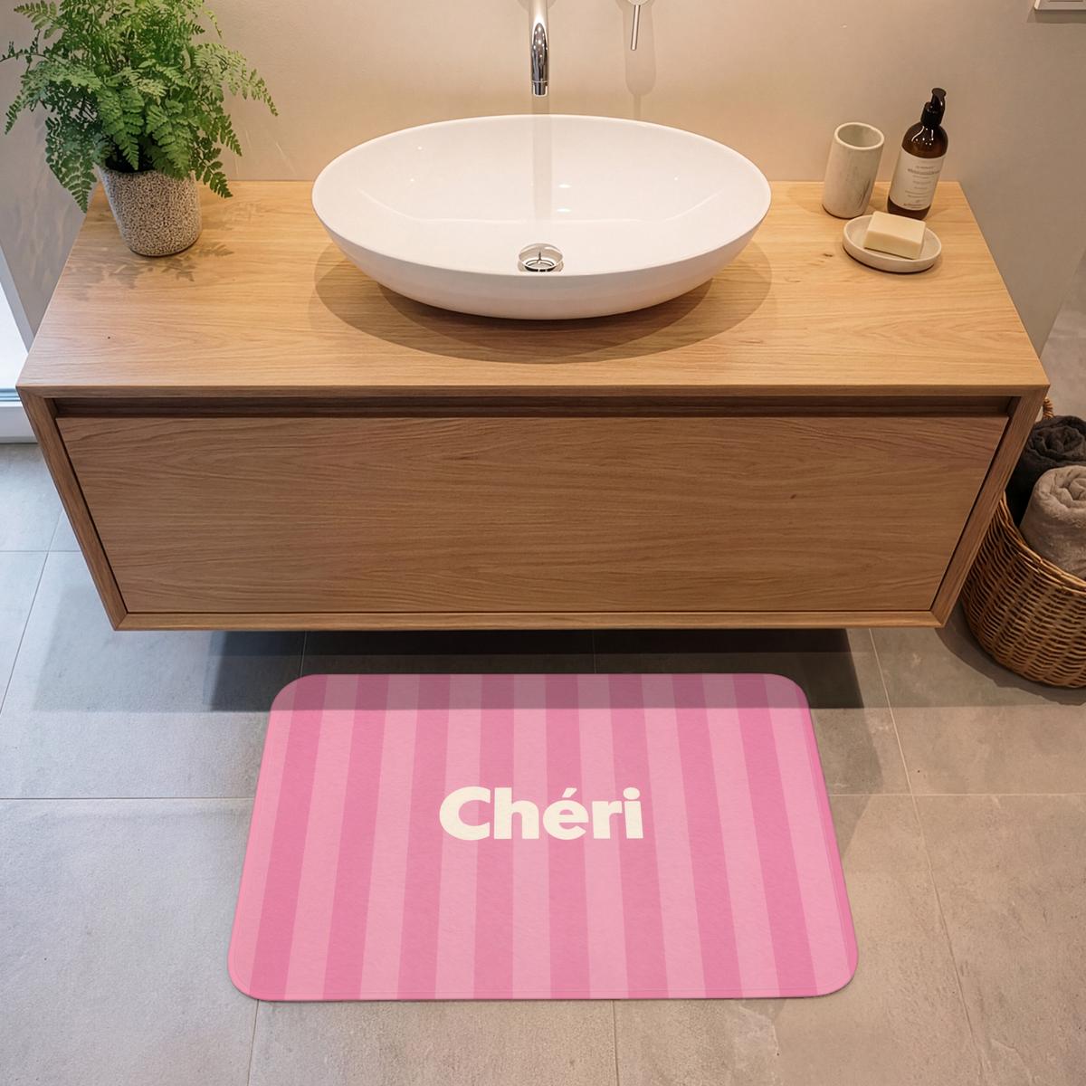 BADEMATTE Gestreift - Rosa - Chéri 80x50 cm - Pink, Textil (80/50cm) - OnlyWow