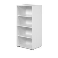 REGAL weiß 46 x 97 cm, Standregal mit 4 variablen Fächern - Silberfarben/Weiß, Holzwerkstoff/Kunststoff (46/96.5/33.5cm) - Furn.Design