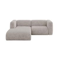 ECKSOFA Ottomane Links MIRA-L1 227x179x89 Hellgrau Velours - Hellgrau/Schwarz, Holzwerkstoff/Kunststoff (227/179cm) - ALTDECOR